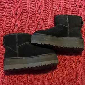 Black Suede Platform Mini Uggs